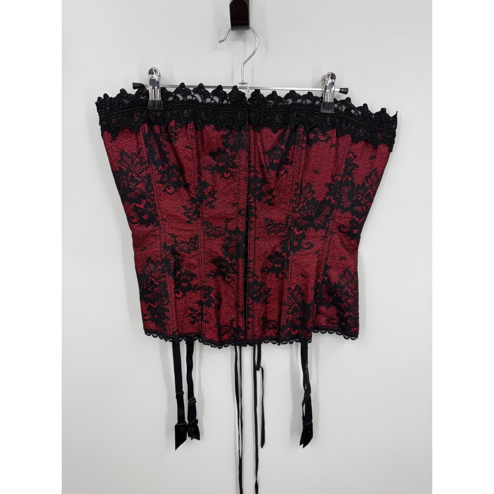Frederick's of Hollywood Red and Black Lace Corset Top